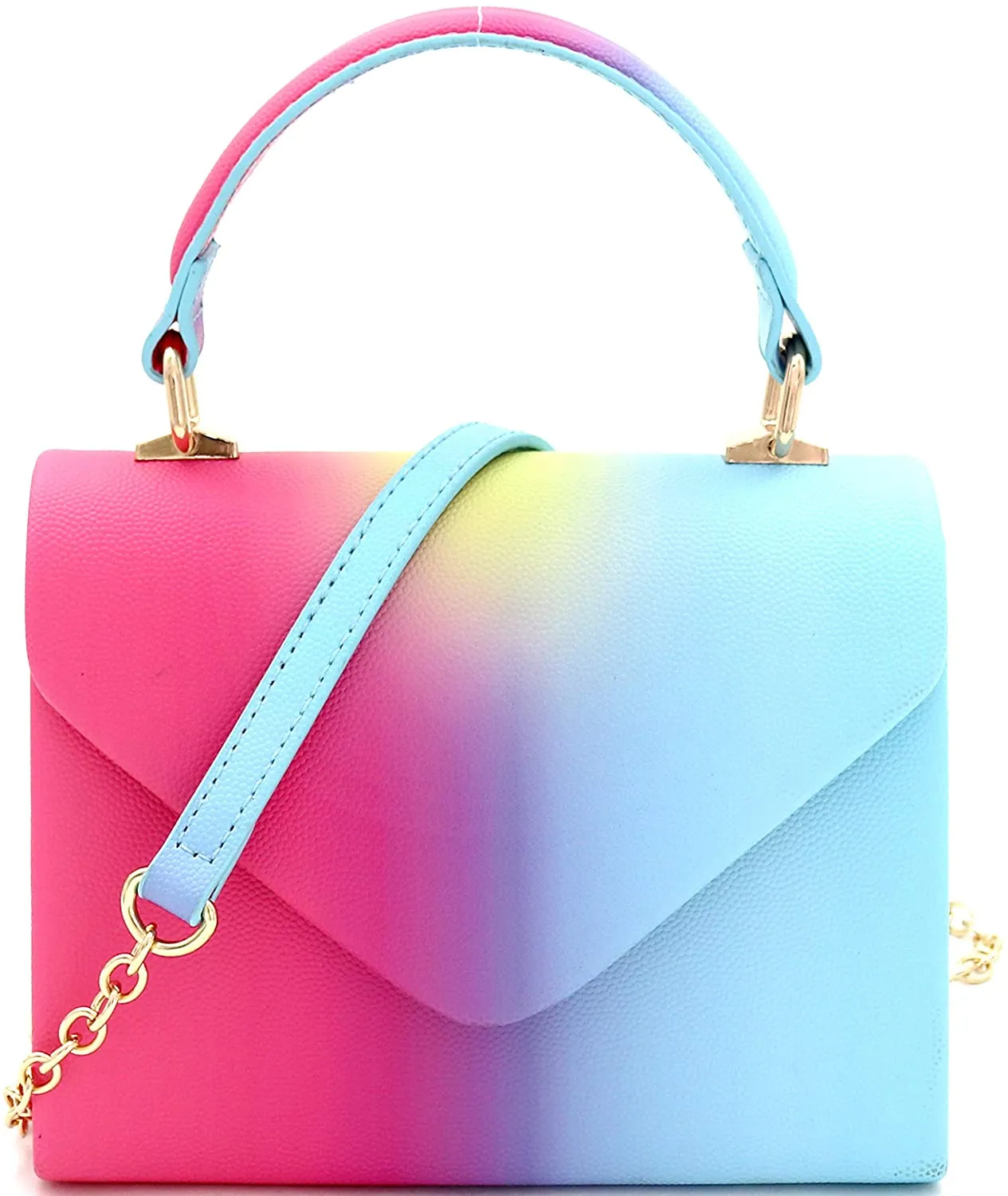Mini Retro Neon Pink Box Flap leather Satchel Crossbody Handbag