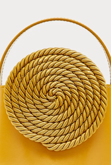 MUSTARD Mini Leather Handle Bag with Passementerie Details