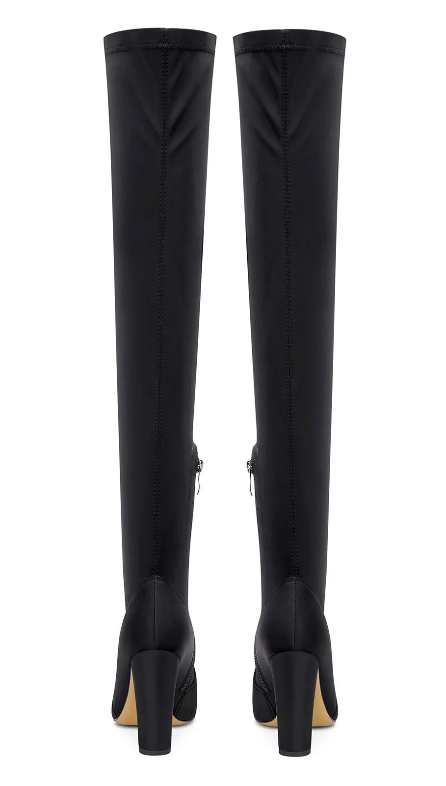 NobleOnly Women's High Heels Over Knee Boots Pointed-Toe Sexy Boot with Zipper Basic Office Boot 4" Chunky Heel Shoes