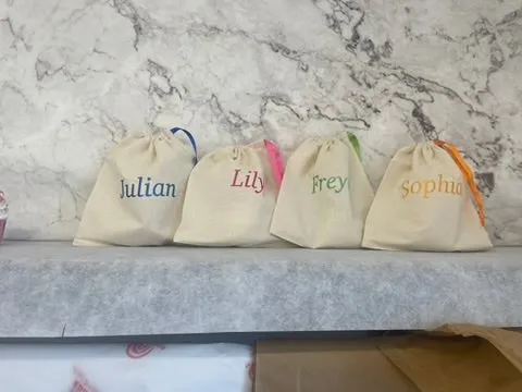 Personalised BABY PINK Cotton Party Bags