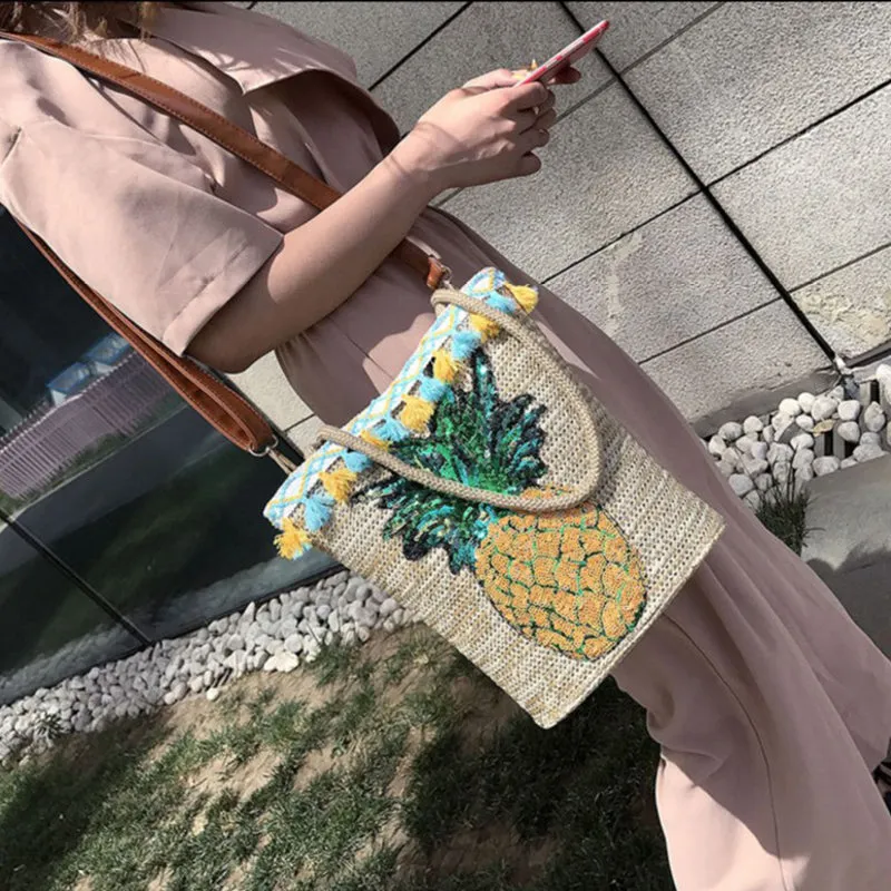 Pineapple Handmade Tassel Straw Beach Bag