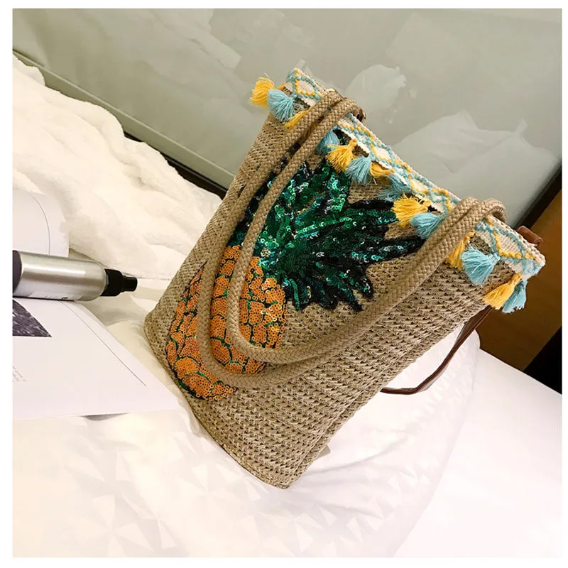 Pineapple Handmade Tassel Straw Beach Bag