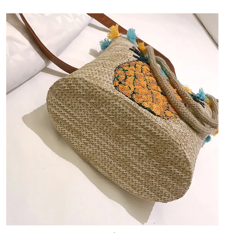 Pineapple Handmade Tassel Straw Beach Bag