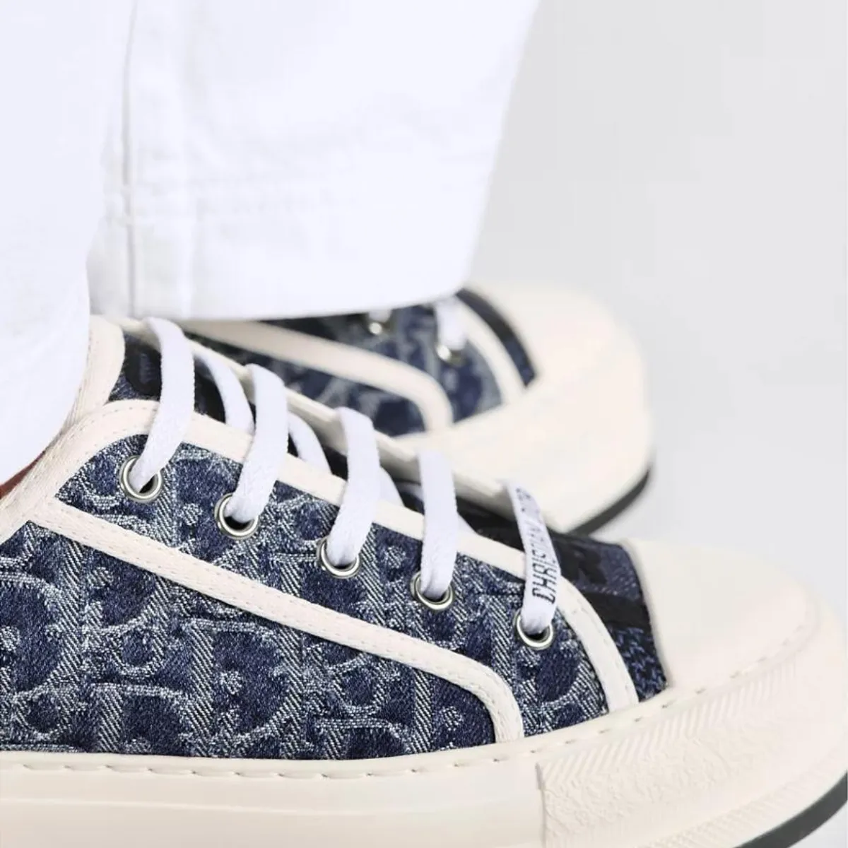 Platform Denim Embroidered Sneaker