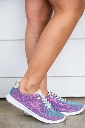 Purple Multicolor Glitter Sneakers