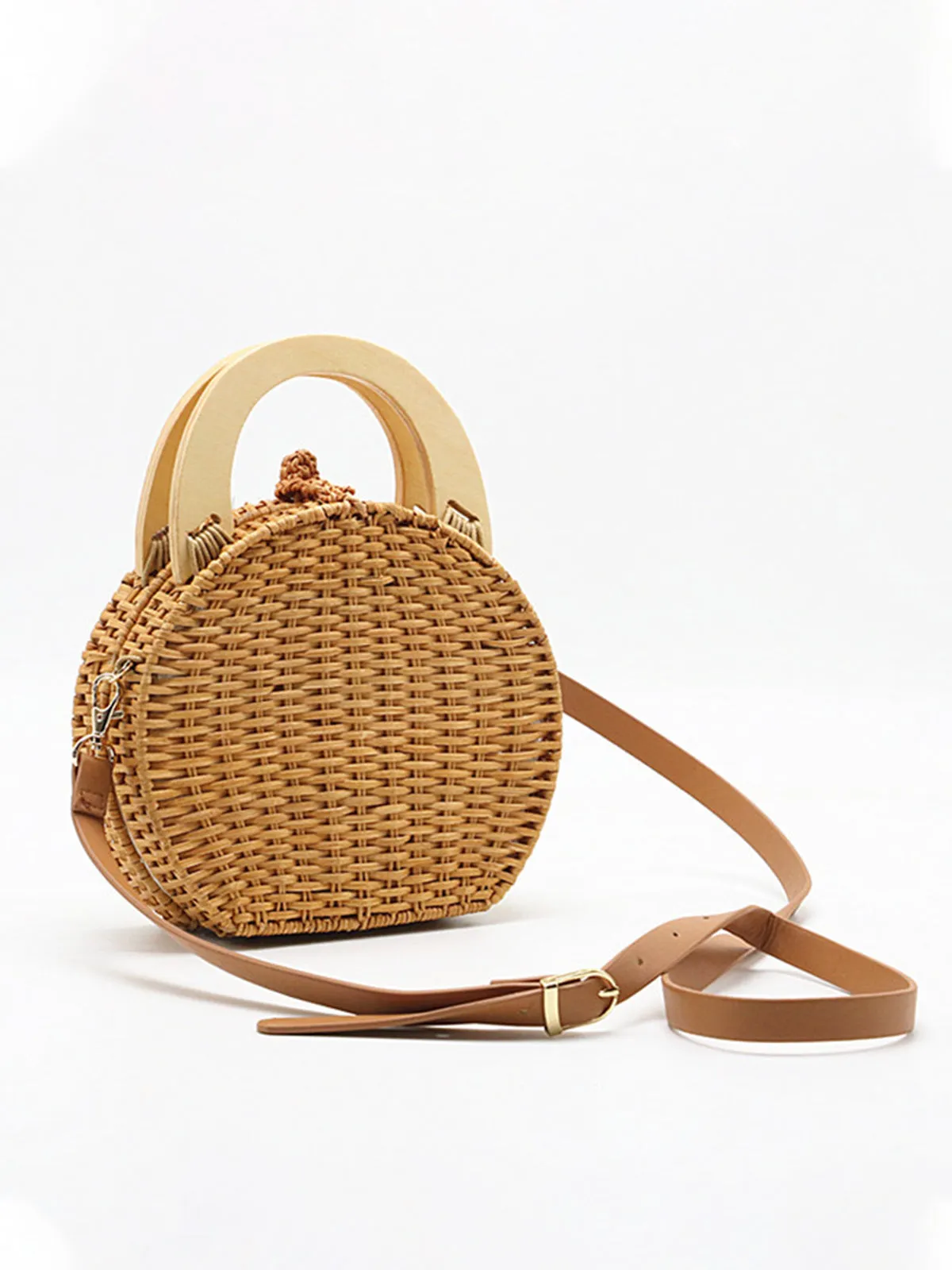 Rattan Top Handle Round Bag
