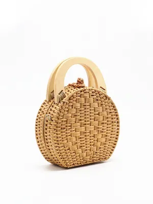 Rattan Top Handle Round Bag