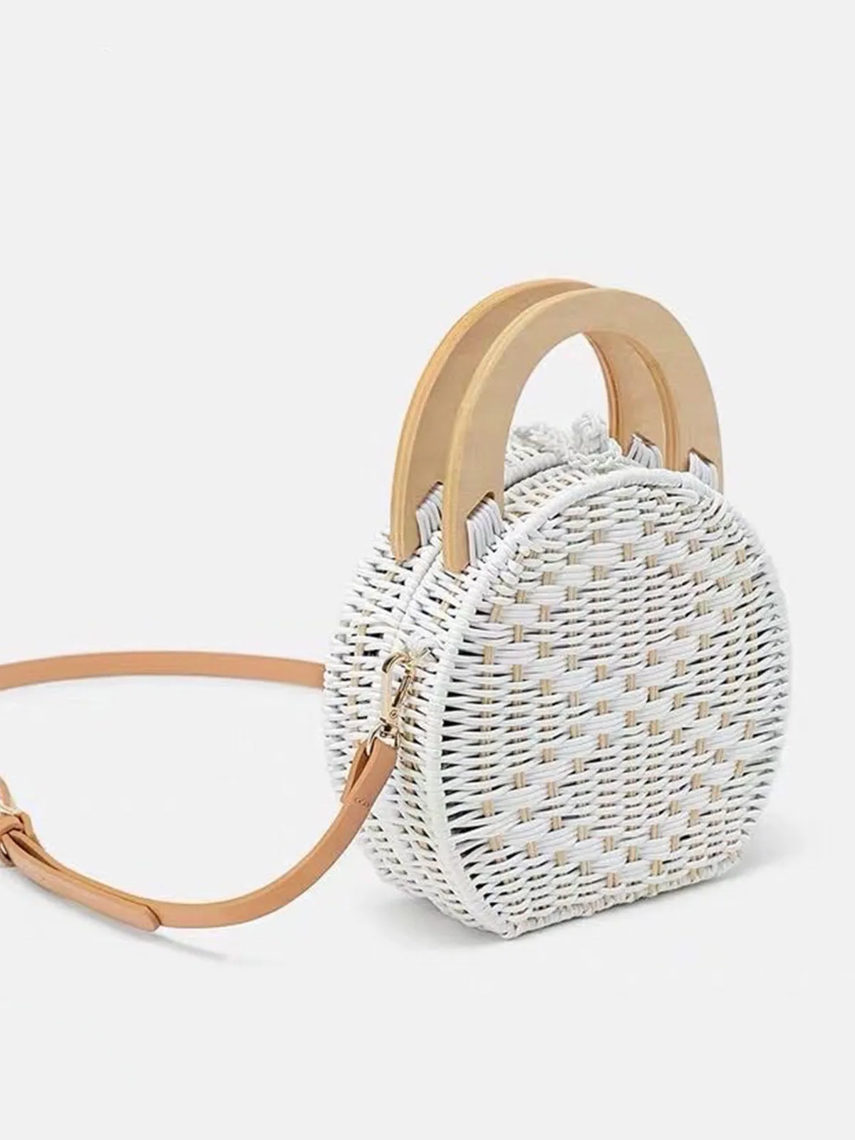 Rattan Top Handle Round Bag