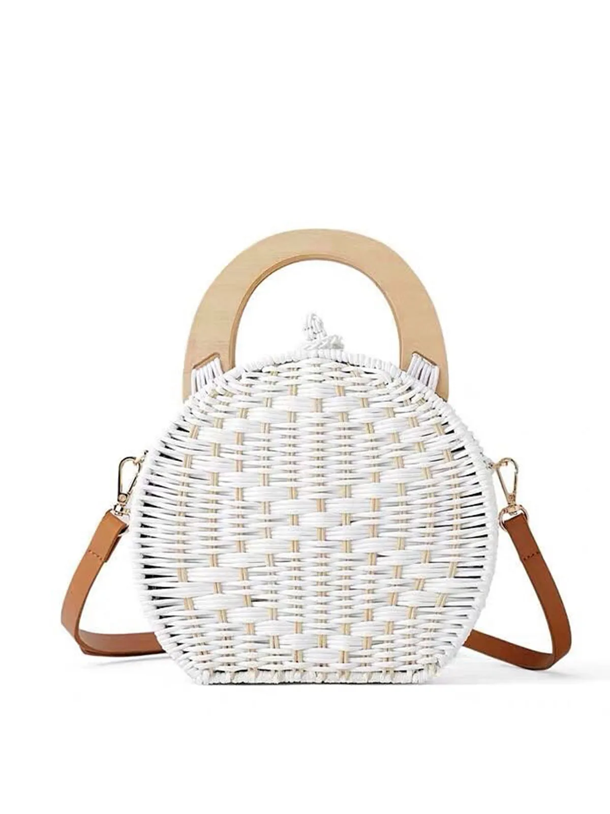Rattan Top Handle Round Bag
