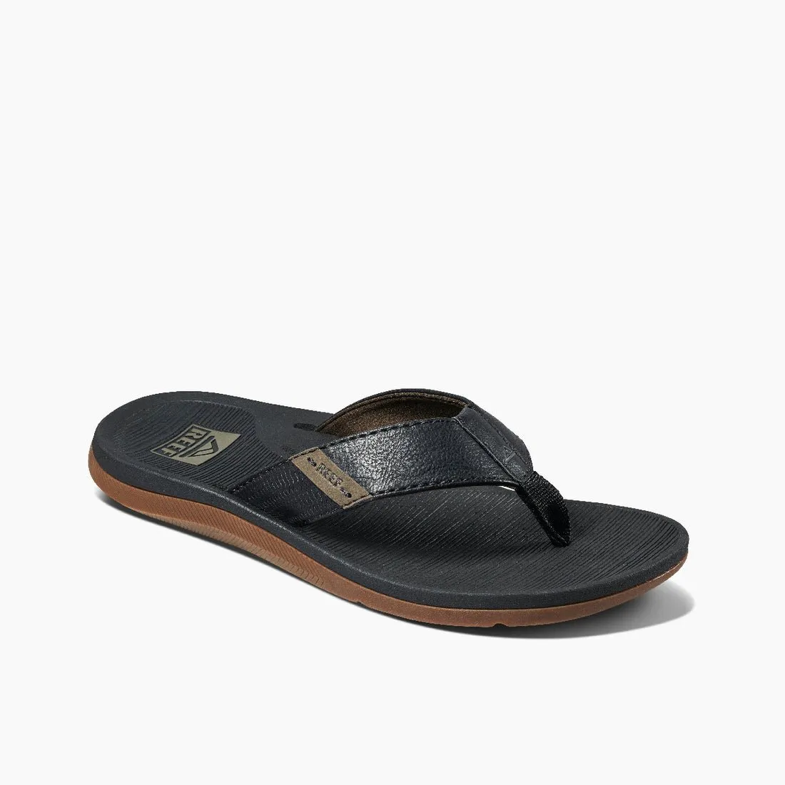 Reef "Santa Ana" Vegan Leather Men's Sandals in Black