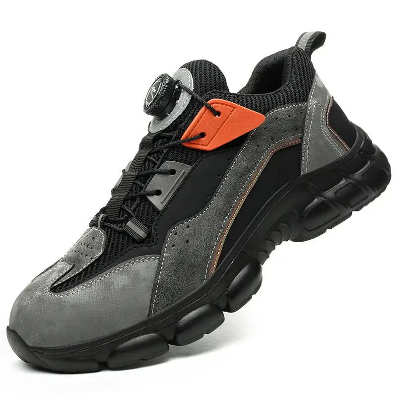 Rotating Buttons Boots Breathable Work Sneakers Men Safety Shoes Puncture-Proof Indestructible Shoes Non-slip