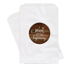 Rustic Wood A Sweet Ending to a New Beginning Dessert Favor Bags