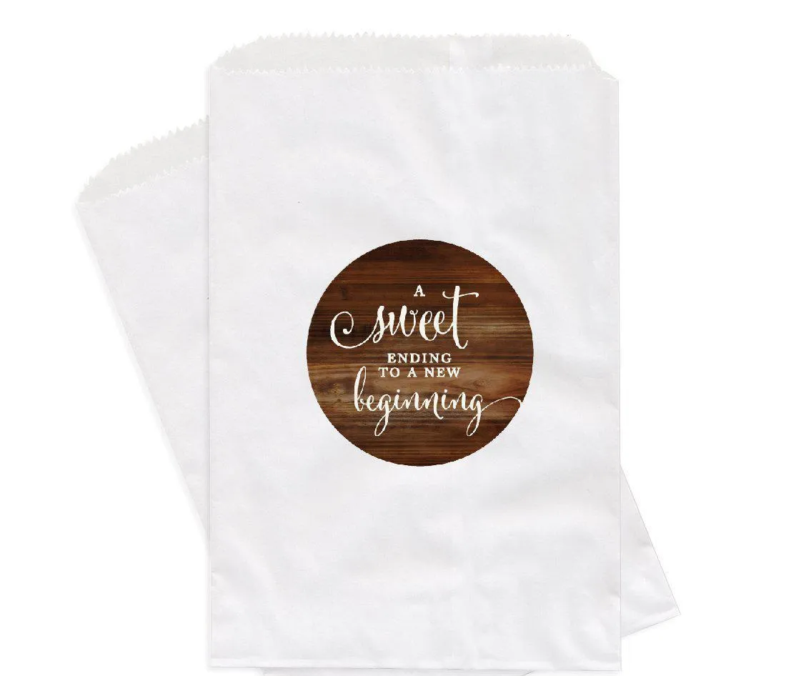 Rustic Wood A Sweet Ending to a New Beginning Dessert Favor Bags