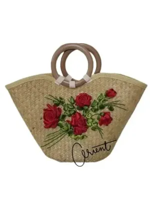 Seagrass Woven Tote Bag with Butterfly Detail