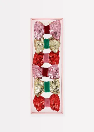 Sequin & Velvet Mini Bow Hairclips