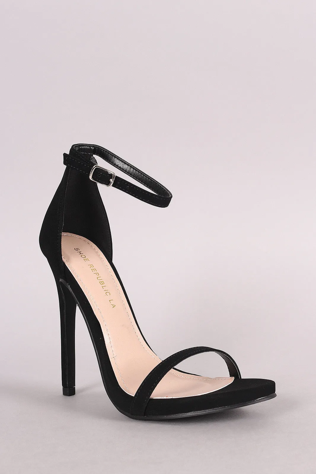 Shoe Republic Nubuck Ankle Strap Open Toe Heel
