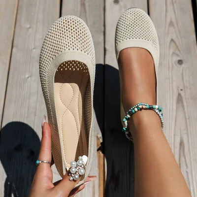Solid Color Mesh Flat Slip-Ons