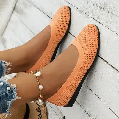 Solid Color Mesh Flat Slip-Ons