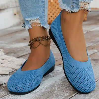 Solid Color Mesh Flat Slip-Ons