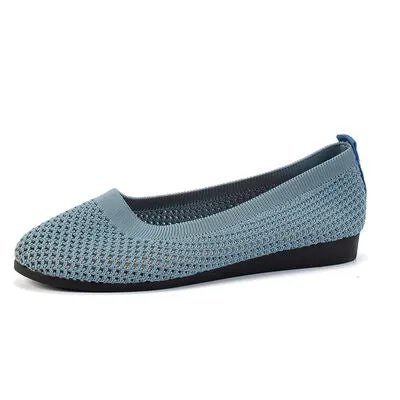 Solid Color Mesh Flat Slip-Ons