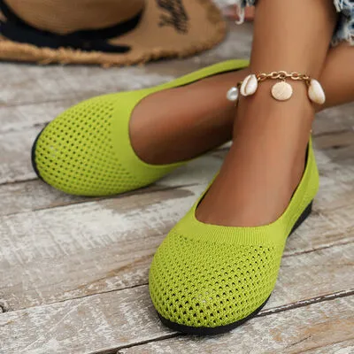 Solid Color Mesh Flat Slip-Ons