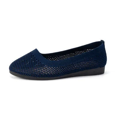 Solid Color Mesh Flat Slip-Ons