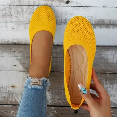 Solid Color Mesh Flat Slip-Ons