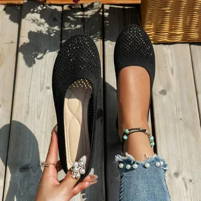 Solid Color Mesh Flat Slip-Ons