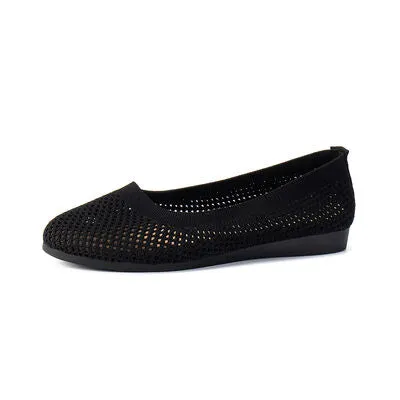 Solid Color Mesh Flat Slip-Ons