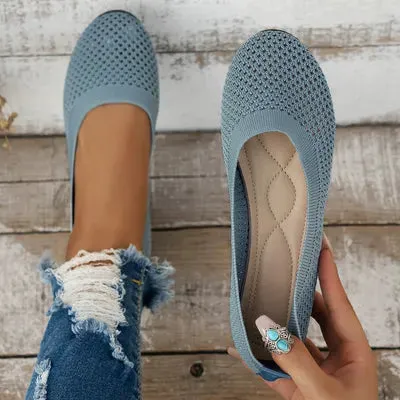 Solid Color Mesh Flat Slip-Ons