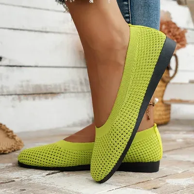 Solid Color Mesh Flat Slip-Ons