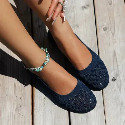 Solid Color Mesh Flat Slip-Ons