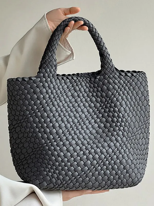Solid Color Woven Tote Handbags Bags