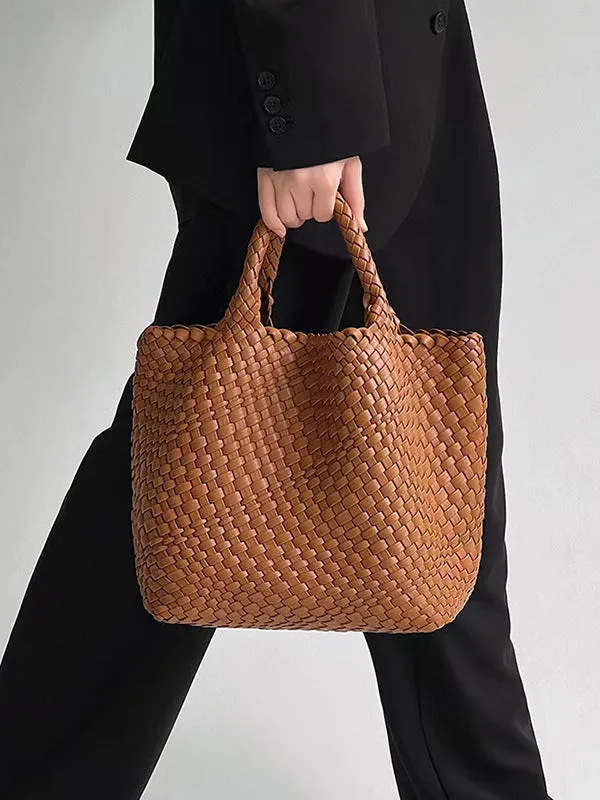Solid Color Woven Tote Handbags Bags