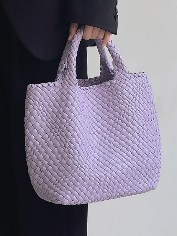Solid Color Woven Tote Handbags Bags