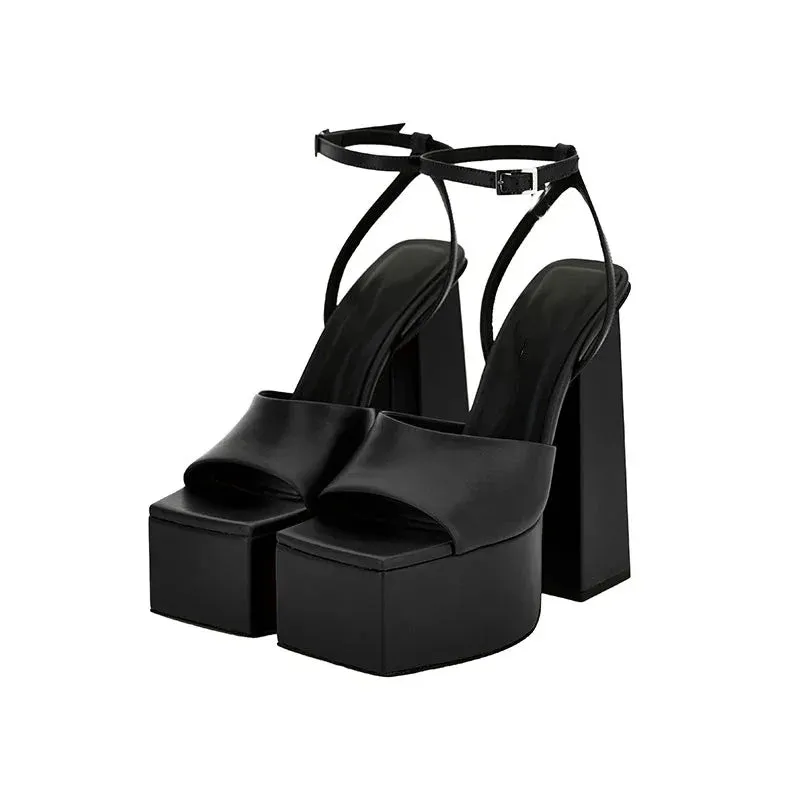 Square-Toe Thick Sole Platform Sandals