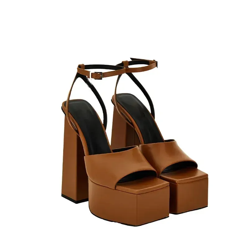 Square-Toe Thick Sole Platform Sandals