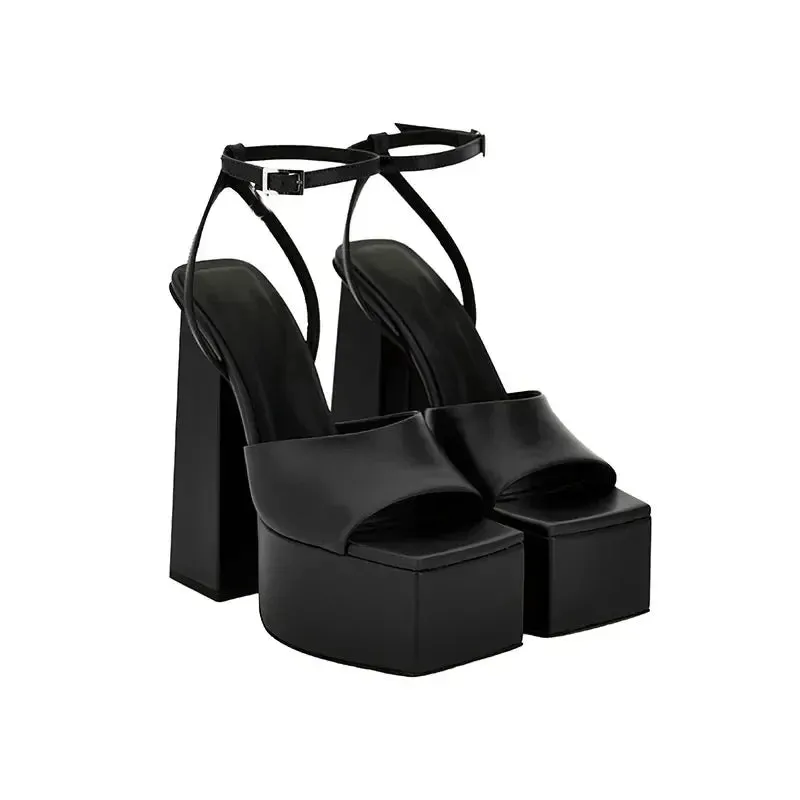 Square-Toe Thick Sole Platform Sandals