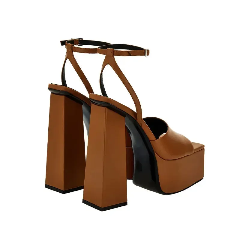 Square-Toe Thick Sole Platform Sandals