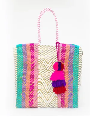 Squeeze de Citron Aqua Rainbow Hearts Citron Bag in Large