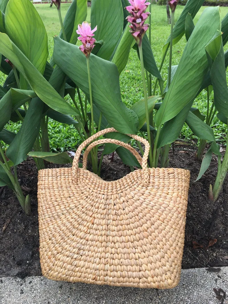 Structured Tote Basket Bag made from sustainable Water hyacinth