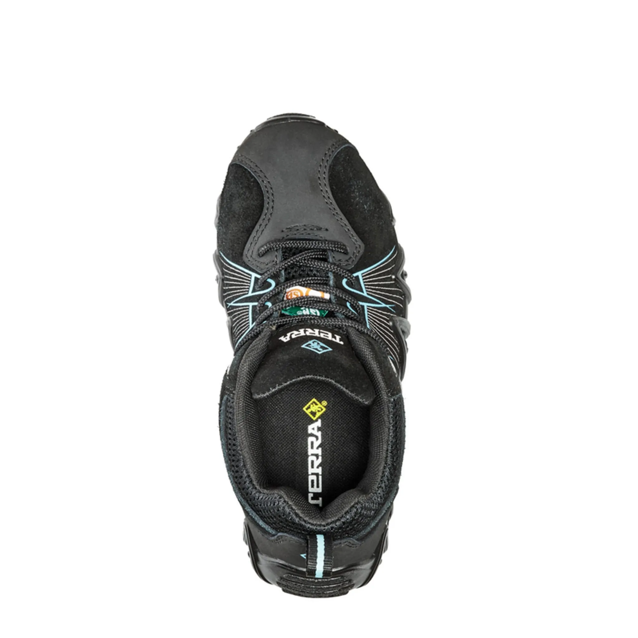 Terra Women's Safety Work Shoes Spider X Suede and Nubuck Leather Water Resistant with Composite Toe | Black/Aqua | Sizes 5-10
