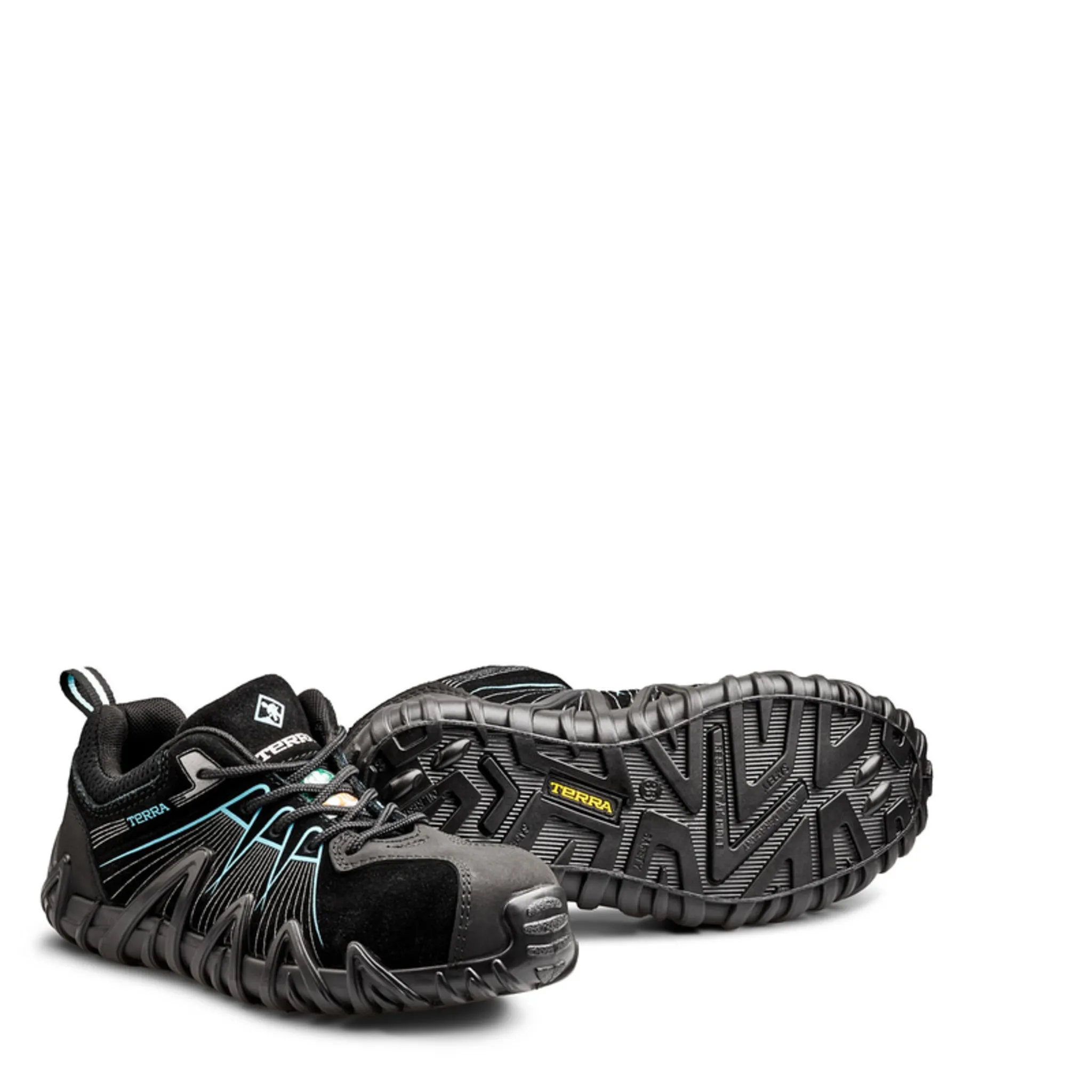 Terra Women's Safety Work Shoes Spider X Suede and Nubuck Leather Water Resistant with Composite Toe | Black/Aqua | Sizes 5-10