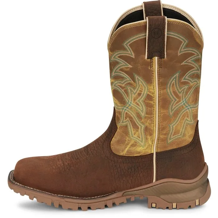 Tony Lama Men's Brown Roustabout Waterproof Broad Square Steel Toe Work Boots