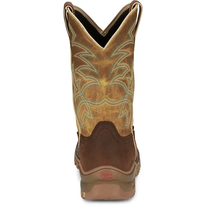 Tony Lama Men's Brown Roustabout Waterproof Broad Square Steel Toe Work Boots
