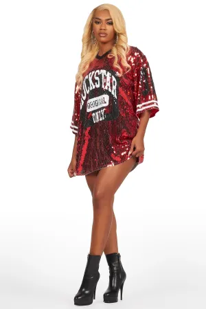 Touch Down Red Sequin Mini Dress