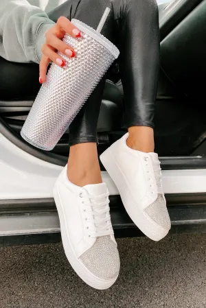 Twinkle Toes Rhinestone Embellished Platform Sneaker (White)