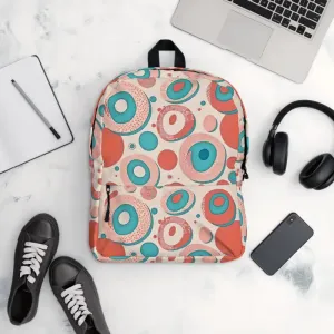 Water Resistant Backpack with Colorful Circles