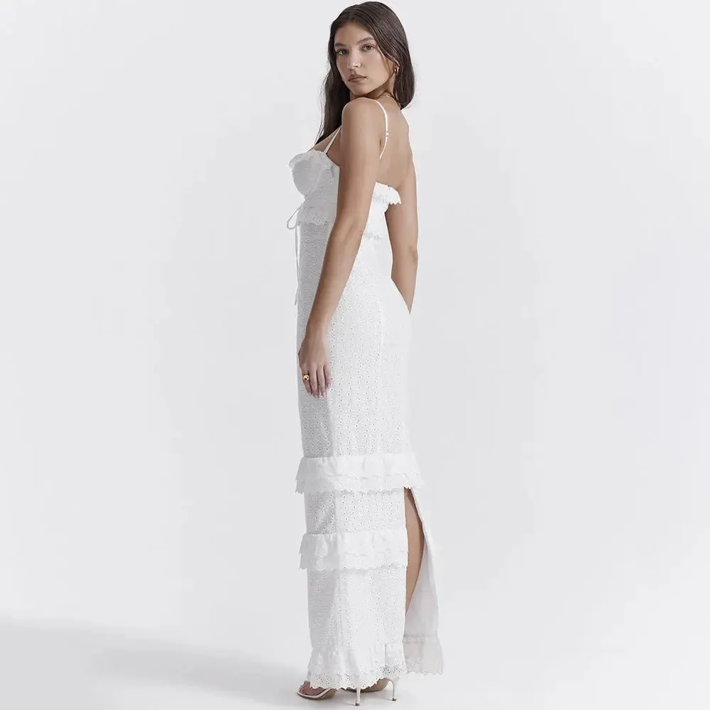 White lace slip dress
