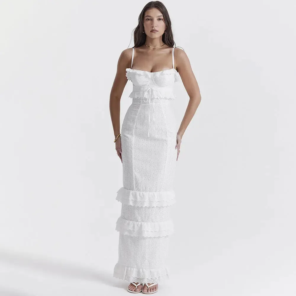 White lace slip dress